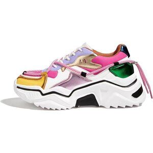 Brand New Women Purple/Fuchsia Rubber Chunky Dad Sneakers Color block Platform